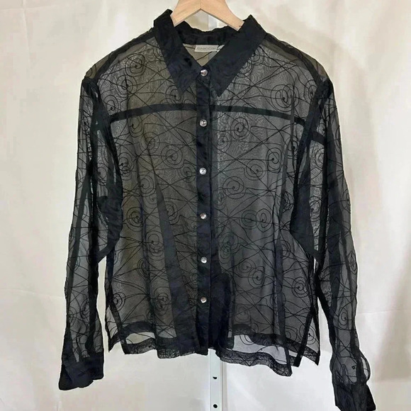 2/$30 Chicos Size 3/XL Silk Cover Shirt Sexy Romantic Party Evening - Picture 2 of 8
